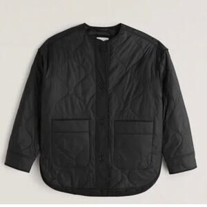 Abercrombie & Fitch Coat Jacket Quilted Liner Black Patch Pockets Boxy Puff